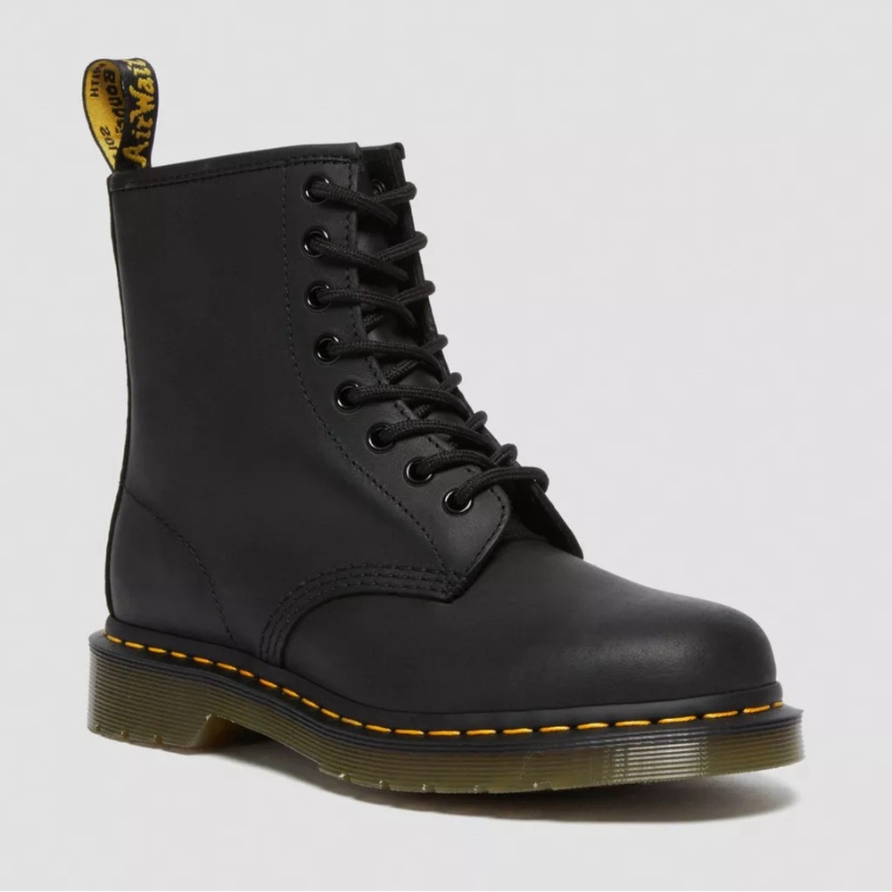 Dr. Martens 1460 Greasy Leather Lace Up Black Boots